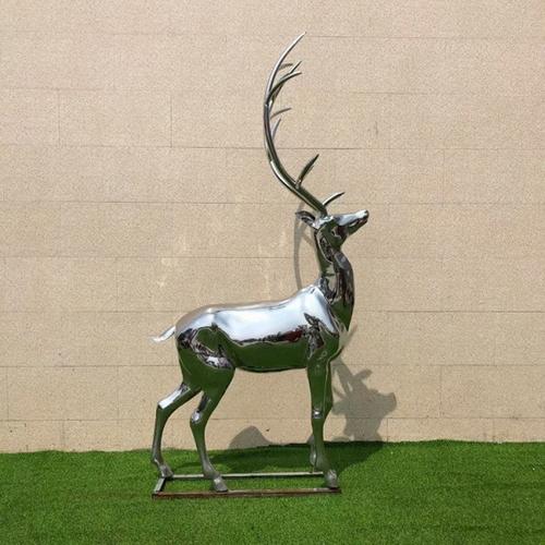 不锈钢几何鹿雕塑 不锈钢镂空枫叶鹿 可定制加工
