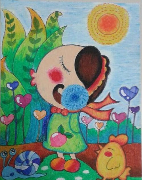 小女孩-蜡笔画图集图片_儿童蜡笔画_少儿图库_中
