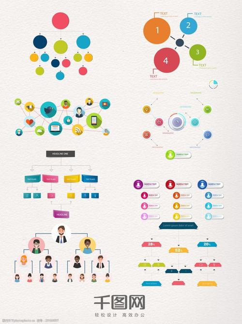 彩色组织结构图元素素材