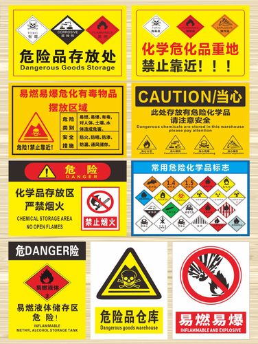 危险品标志警示牌化学品易燃易爆标识牌贴纸乙炔存放处请勿靠近警告牌