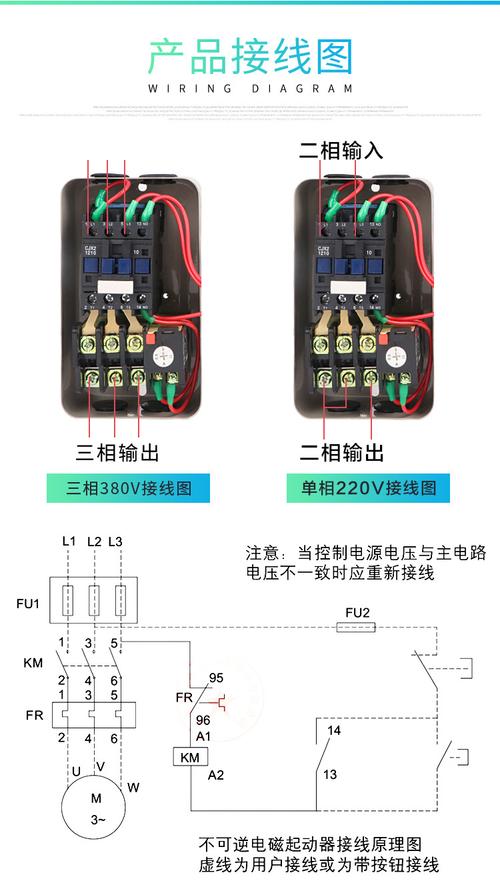 磁力启动器4kw单相三相电风机水泵电机起动开关缺相过载保护380v