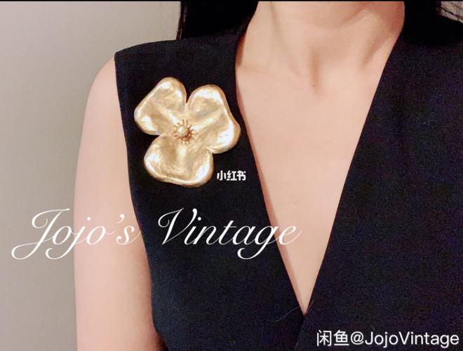 vintage ysl 超大金色花朵左岸胸针_复古_胸针_圣罗兰