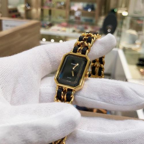 33325日本中古奢侈品香奈儿chanel黑金方糖手表l号16cm