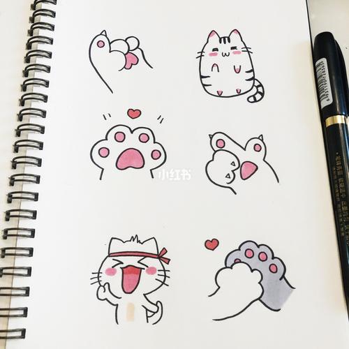 【猫咪猫爪简笔画】_简笔画_猫咪_壁纸_手帐_我爱画画