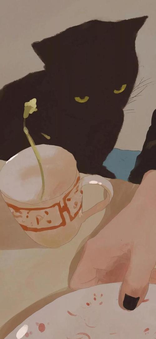 动漫二次元,猫咪,治愈手机壁纸,静静倾听大自然的声音