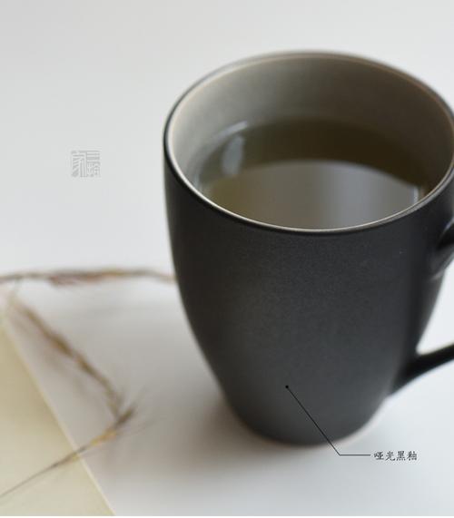三拾家 日式文艺冰裂纹陶瓷水杯 好看的杯子磨砂哑光黑咖啡马克杯_7折