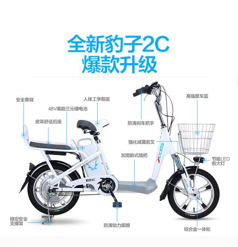 喜德盛(xds) 电动自行车电商版豹子2c休闲代步48v可抽取锂电池无刷