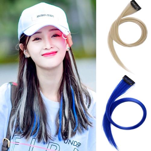 吴宣仪同款挂耳染假发片发夹彩色挑染发饰嘻哈个性洋气发带头饰女