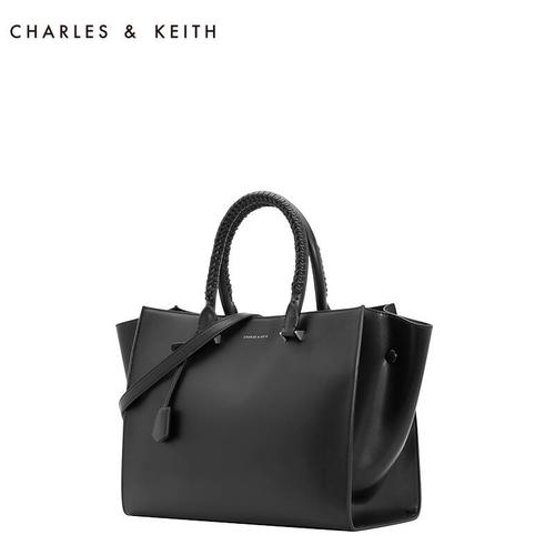 charles&keith新款通勤单肩女包ck2-30780109 欧美风逛街大包 黑色 xl