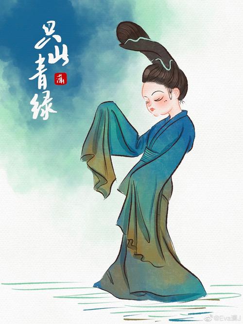 萌版《只此青绿》|插画|艺术插画|eva潇j - 原创作品 - 站酷 (zcool)