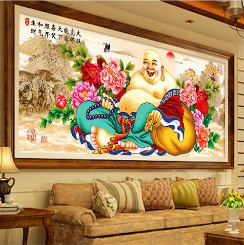 5d魔方钻石画 弥勒佛钻石十字绣笑口常开大肚佛2米满钻钻石绣客厅