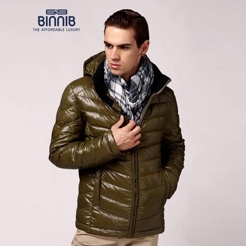 宾尼binnib反季清仓秋冬季男士羽绒服 短款修身男款亮