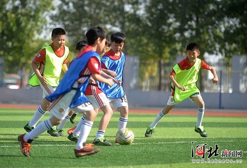 近日,内丘县大良村小学的孩子们在操场上练习足球.