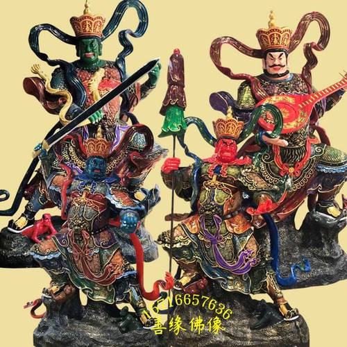 寺庙四大护法神像 四大天师图片 善缘四大天王佛像批发 树脂彩绘神像