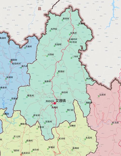 村,西河村,荆桅村 1,2,3 组和原黑坪镇所属行政区域为文通镇行政区域