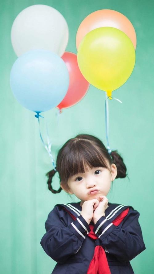可爱小女孩嘟嘴巴 气球萌萝莉 小萌孩壁纸图片