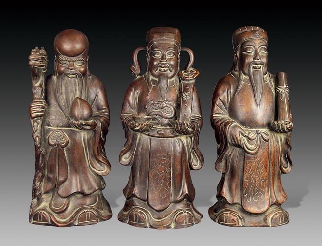 0526清紫砂福禄寿人物摆件三件