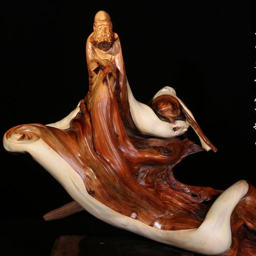 太行崖柏摆件根雕 随形双色陈化料 达摩佛像木雕工艺品 福建厂家图片