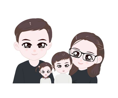 卡通人物,q版,一家人     
