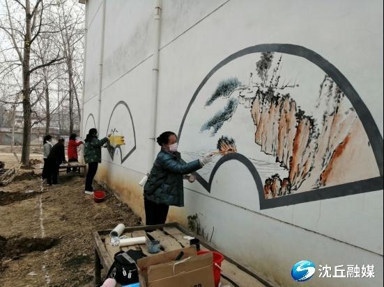 县水利局手绘墙画扮靓美丽乡村