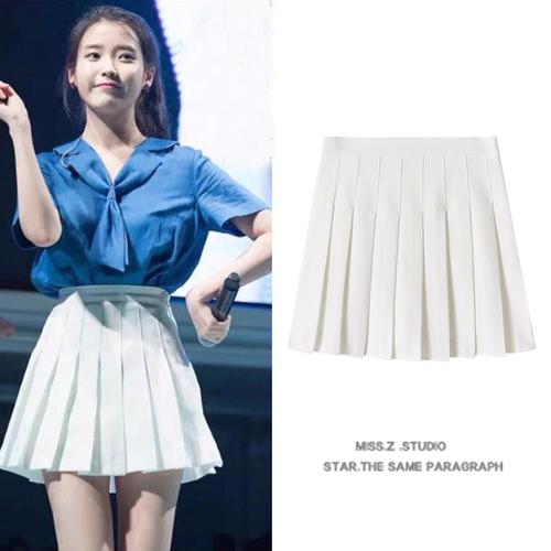 iu李知恩欧阳娜娜同款韩版高腰显瘦百褶裙学生短裙子2021夏装新款