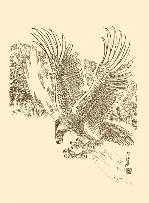 【转载】白描画 -鹰姿