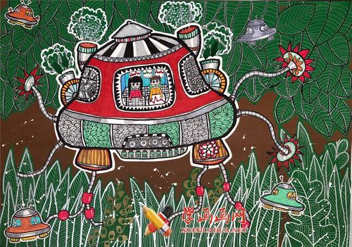关于新能源的获奖科幻画《新能源采集器》