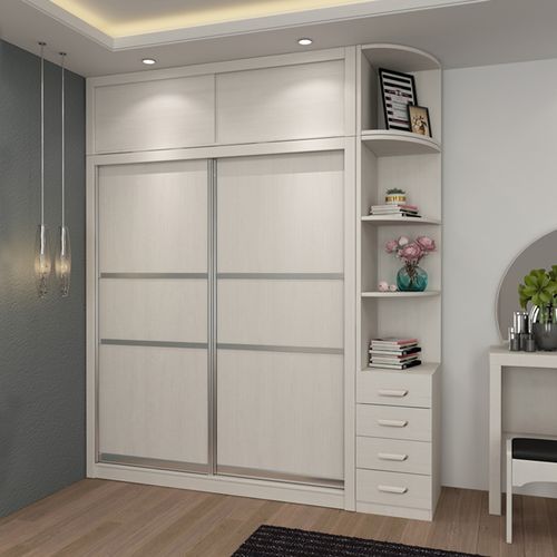 简约现代衣柜推拉滑移门实木质板式简易组装卧室柜子