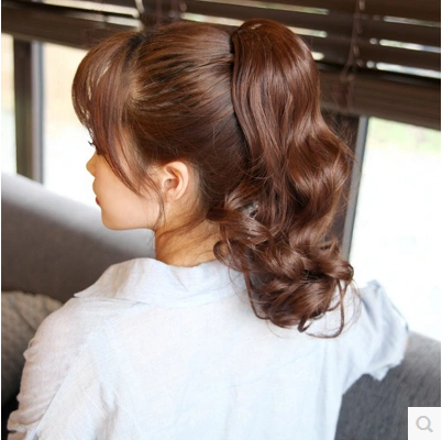 新品假发女马尾卷发短款 抓夹式 隐形自然辫子梨花短假马尾高马尾