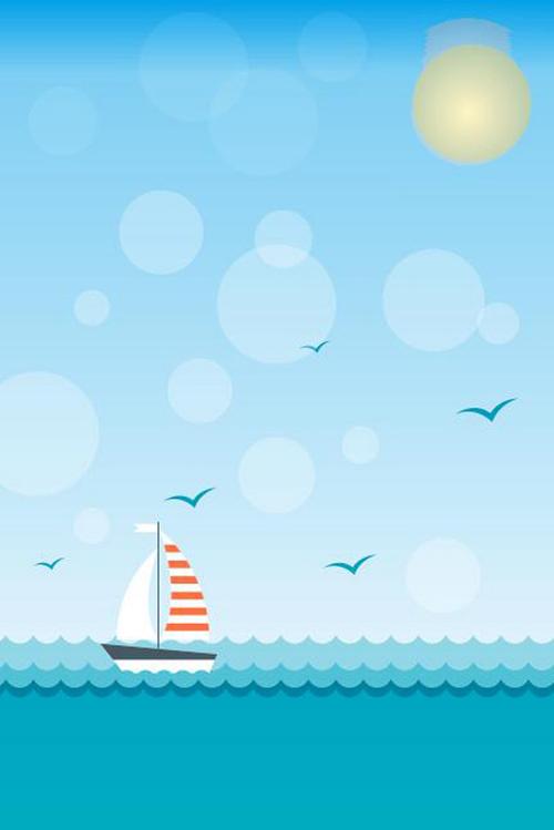 关键词 : 卡通,海报,海洋,矢量,背景,帆船,海鸥,太阳
