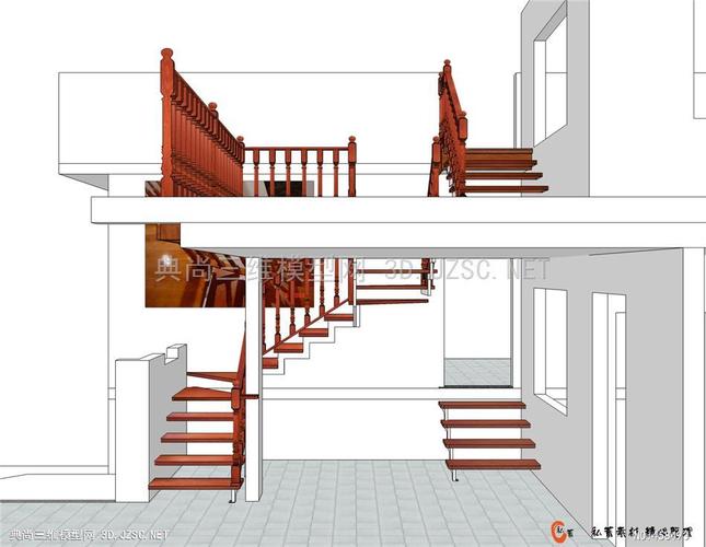 su楼梯三跑楼梯1su模型