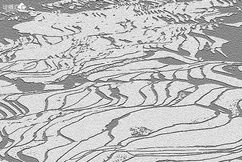 云南梯田简笔画