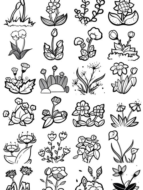 简笔画花花草草素材_简笔画_素材_兴趣爱好_绘画