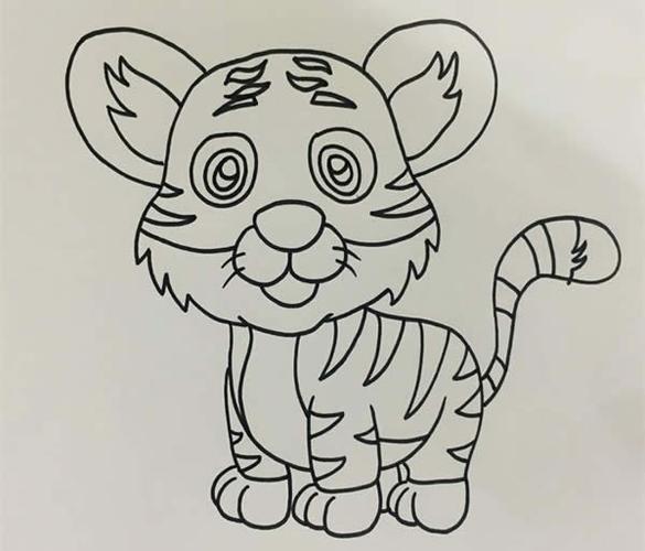 东北虎简笔画步骤画法步骤教程老虎简笔画