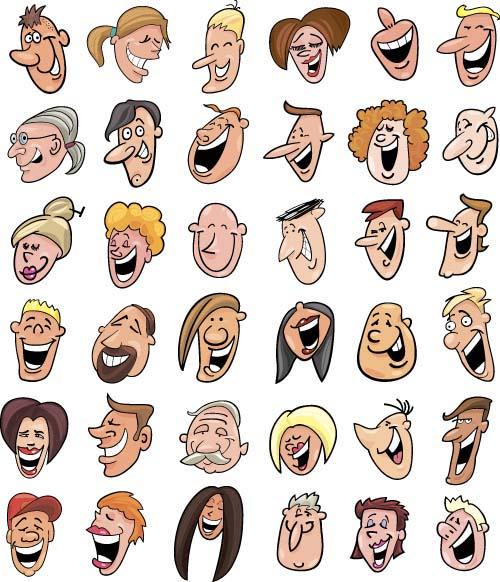 开心大笑的人物头像插画