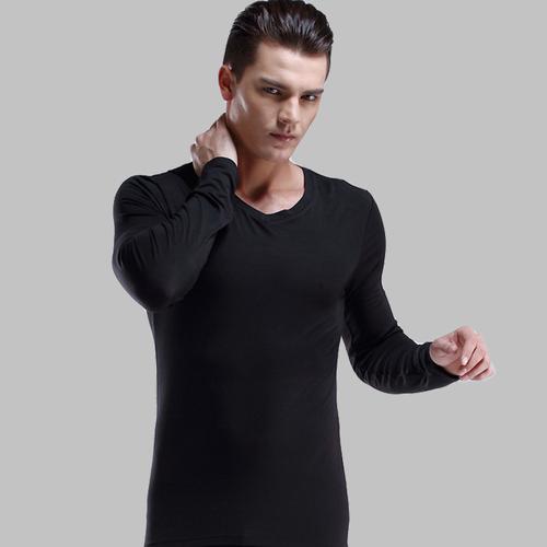 奥元素男士保暖内衣秋衣男莫代尔基础单件背心薄款上衣圆领紧身修身