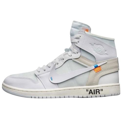 小鸿体育airjordan1aj1ow联名欧限纯白高帮篮球鞋aq0818100