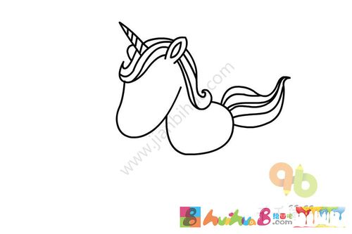 图独角兽简笔画步骤图独角兽简笔画步骤分解,简笔画独角兽简笔画作品