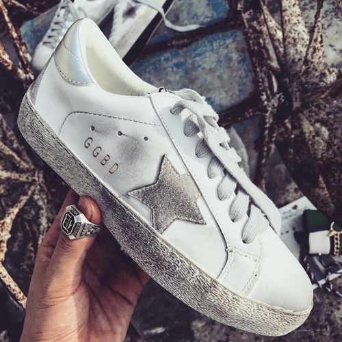 秋新款小白鞋女百搭星星鞋做旧小脏鞋韩版白色板鞋平底脏脏鞋 2018