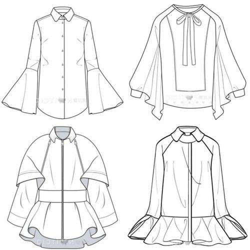 服装设计|88款女装外套与衬衫平面款式图分享