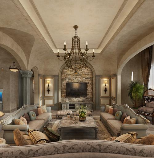 广州装修案例欧式罗马风格室内装修效果图广州金地公园上城平层400