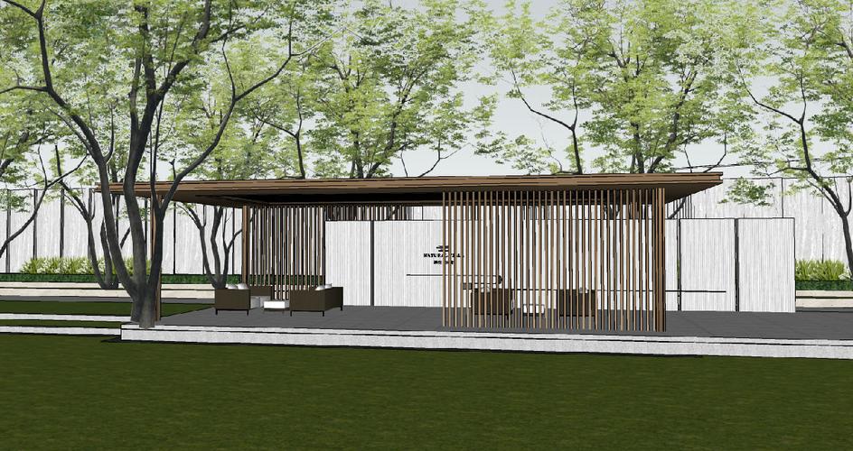 公园景观廊架,现代景观廊架2su模型