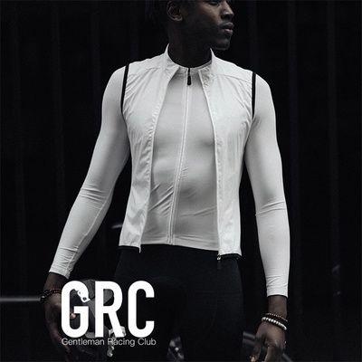 2017 grc春秋 mr.white新款白色骑行服长袖 防风马甲套装