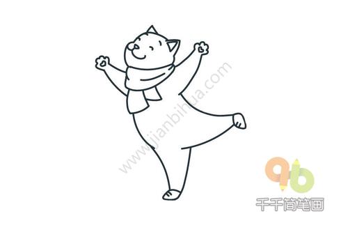 溜冰的小猫简笔画