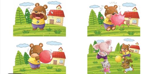 图片都排列好了,请小朋友们自己讲一讲这个故事吧