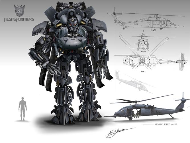 原创 变形金刚 设计 hh60 铺路鹰|插画|概念设定|金属