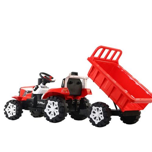 网红拖拉机玩具车可坐人男孩儿童电动四轮东方红带拖斗遥控工程车