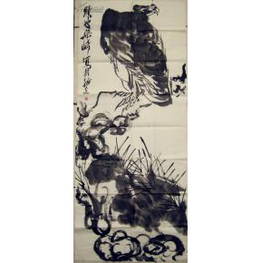 天津老画家梁琦画,松鹰