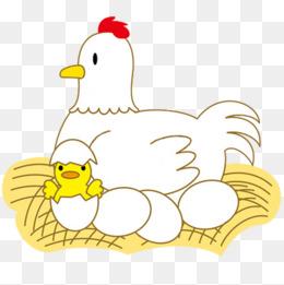 卡通母鸡孵小鸡
