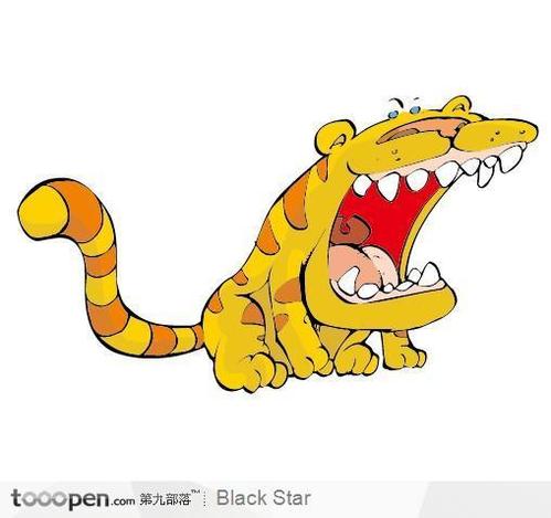 怒吼的老虎卡通插画素材